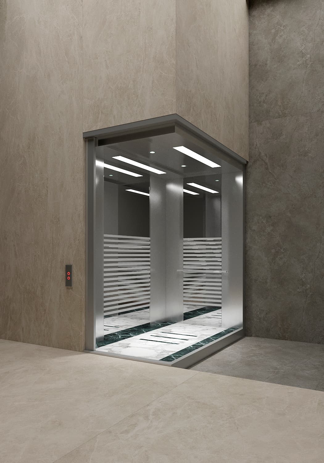 tlz-e5 marmar pol lift, premium lift Toshkent, zanglamaydigan po'lat kabina, energiya tejovchi LED chiroq, uy uchun lift