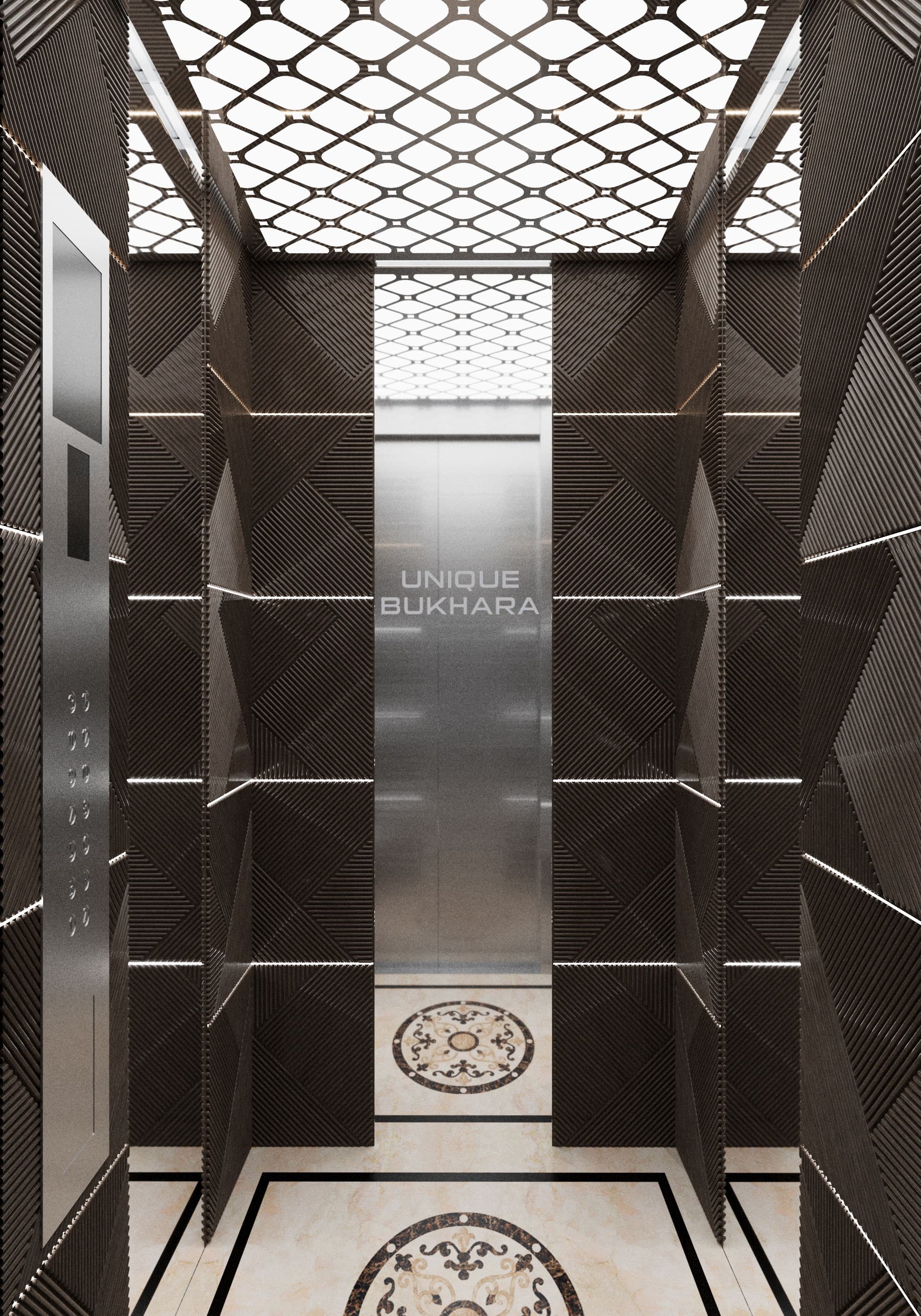 tlz-sp4 maxsus lift dizayn, mahsus MDF panel, zanglamaydigan po'lat konstruktsiya, MDF devor