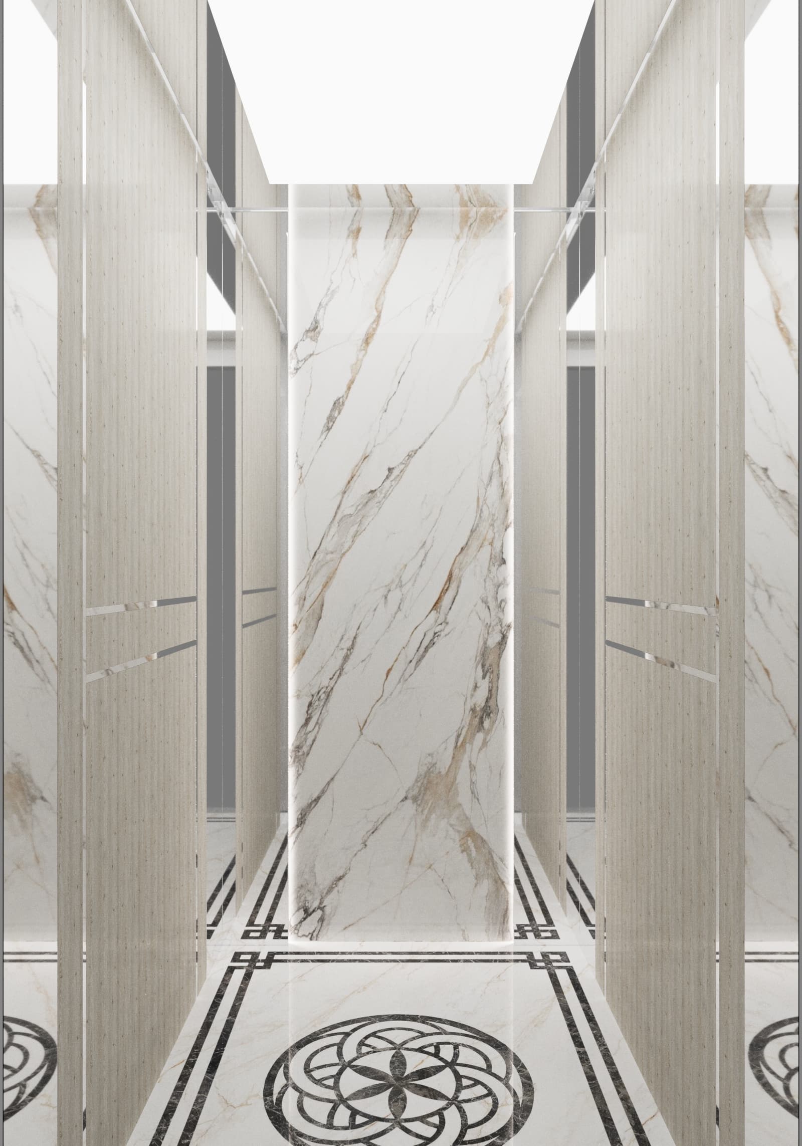 tlz-sp7 maxsus oltin rang lift dizayn, mahsus charm panel, zanglamaydigan po'lat konstruktsiya, MDF panel